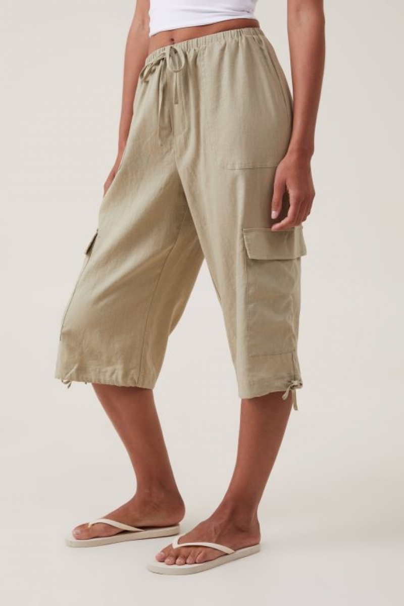 Cotton On Haven Capri Women's Pants Olive | 3g3tb6Iv3e1