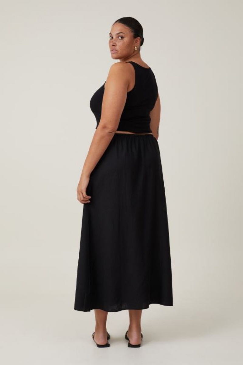 Cotton On Haven Maxi Slip Women's Skirt Black | I34IgkcpSKy