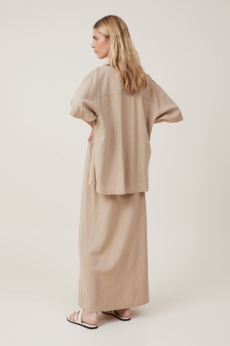 Cotton On Haven Maxi Slip Women's Skirt Grey Brown | 6UryB9K8bW1