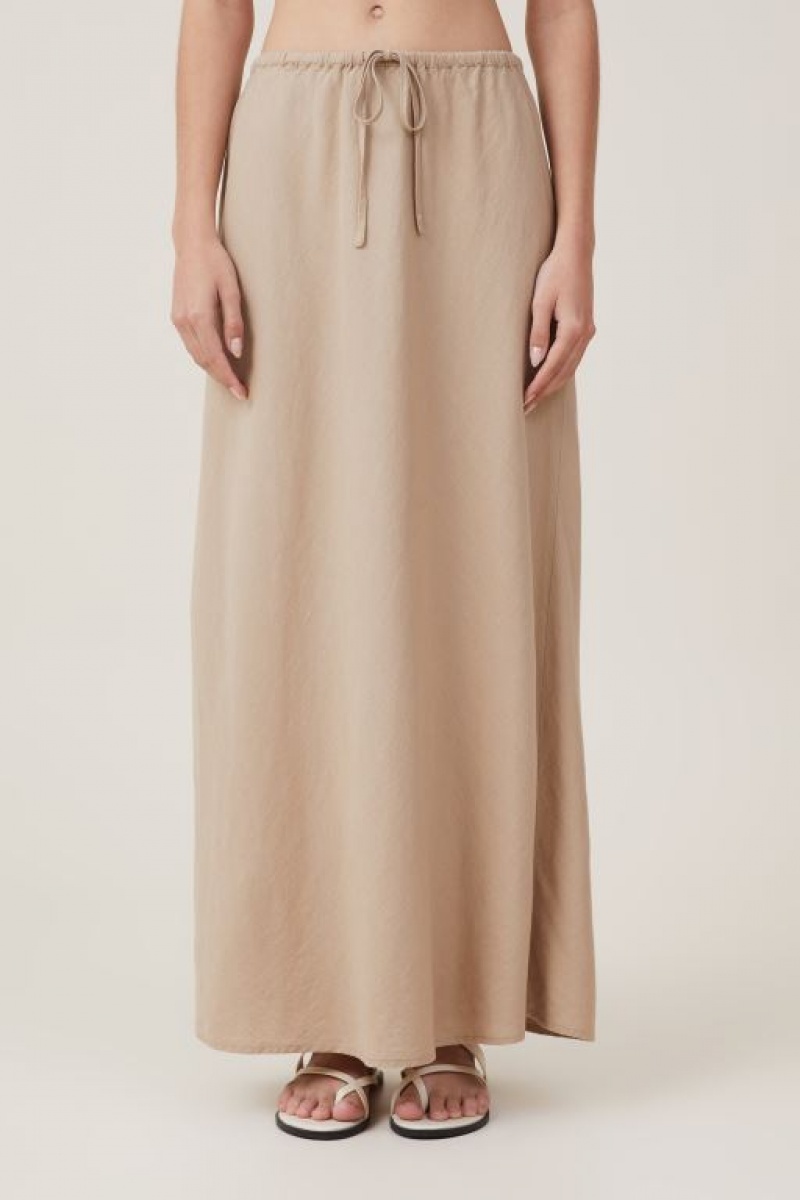 Cotton On Haven Maxi Slip Women's Skirt Grey Brown | 6UryB9K8bW1