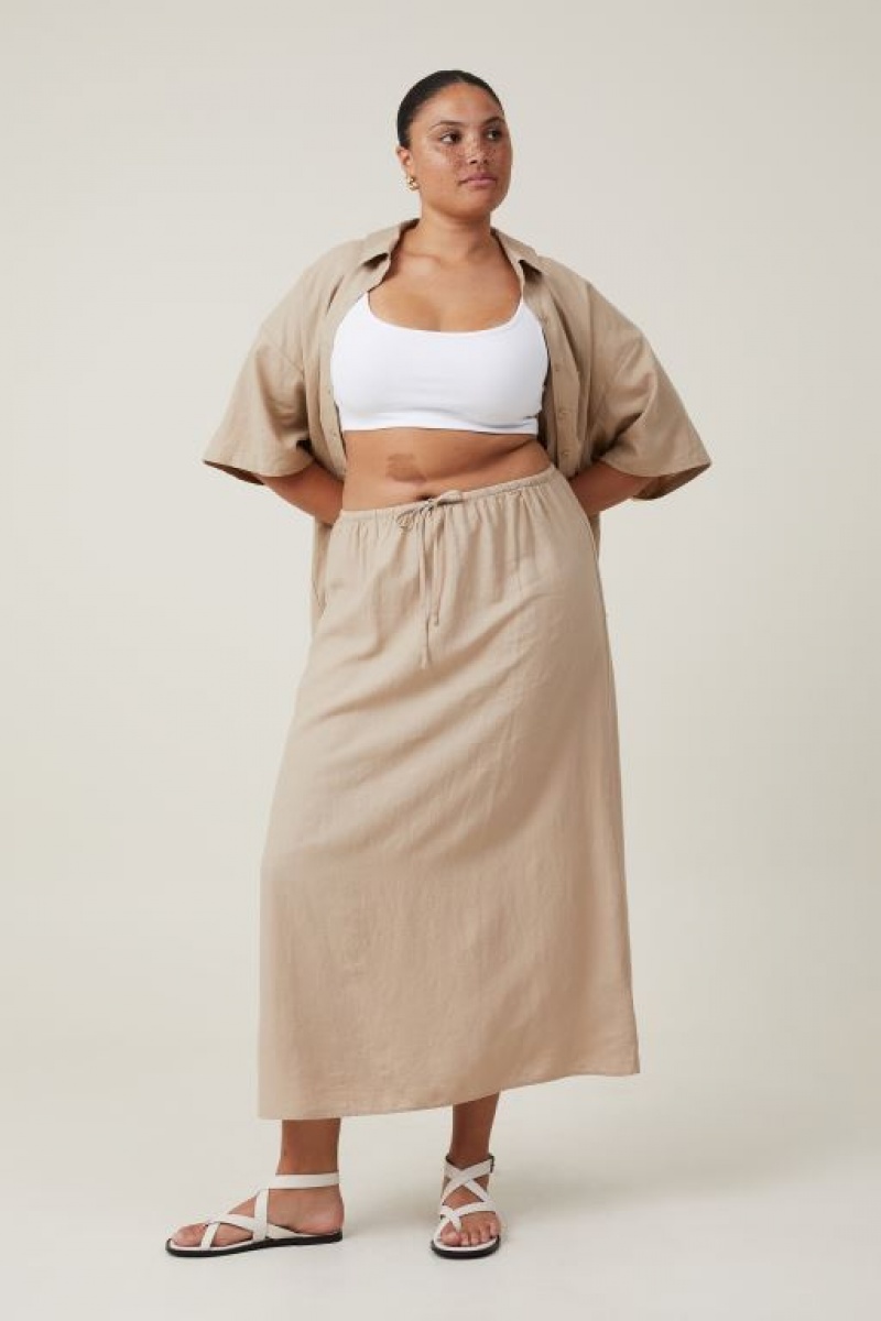 Cotton On Haven Maxi Slip Women's Skirt Grey Brown | 6UryB9K8bW1
