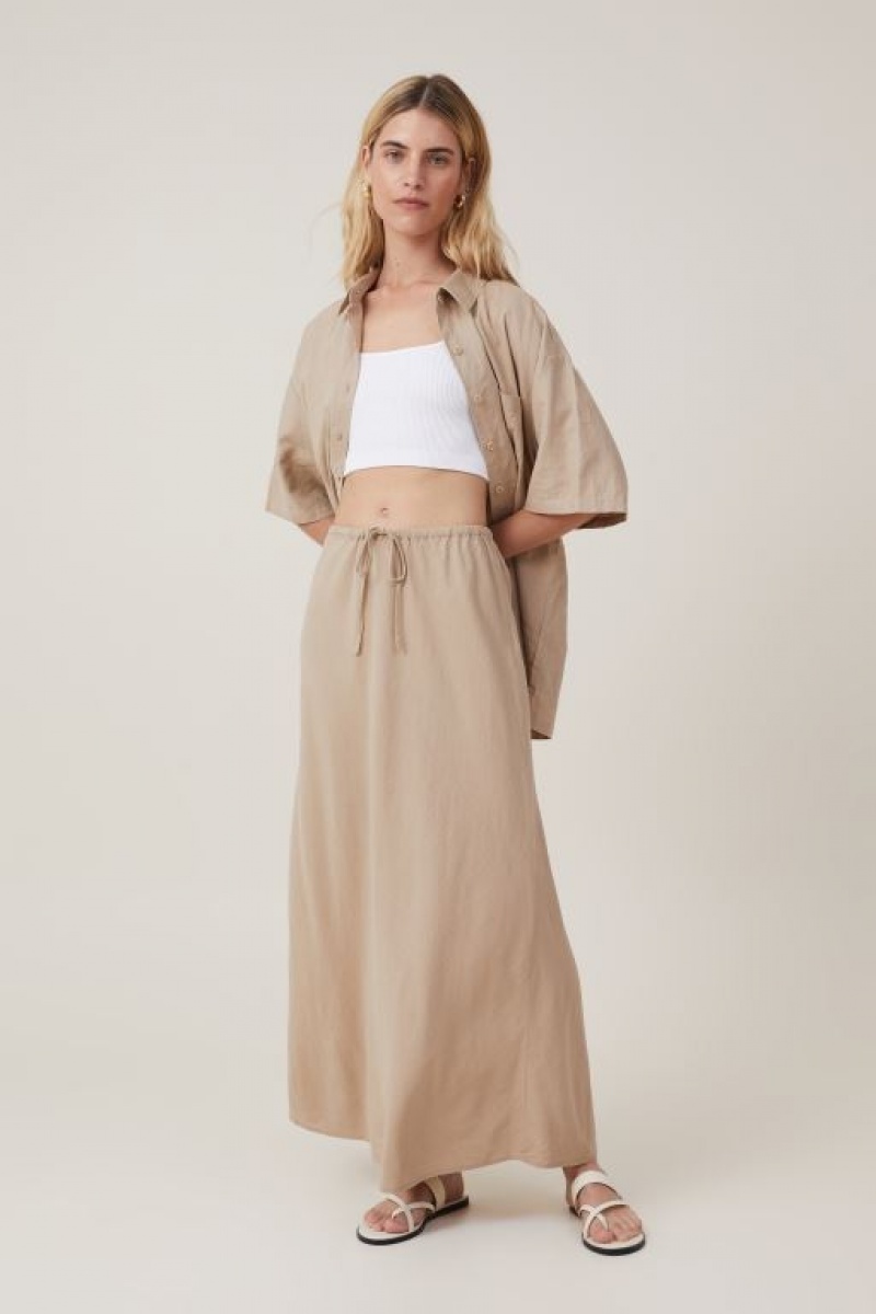 Cotton On Haven Maxi Slip Women\'s Skirt Grey Brown | 6UryB9K8bW1