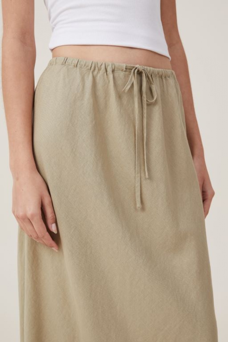 Cotton On Haven Maxi Slip Women's Skirt Olive | vsd7zQOSjg6