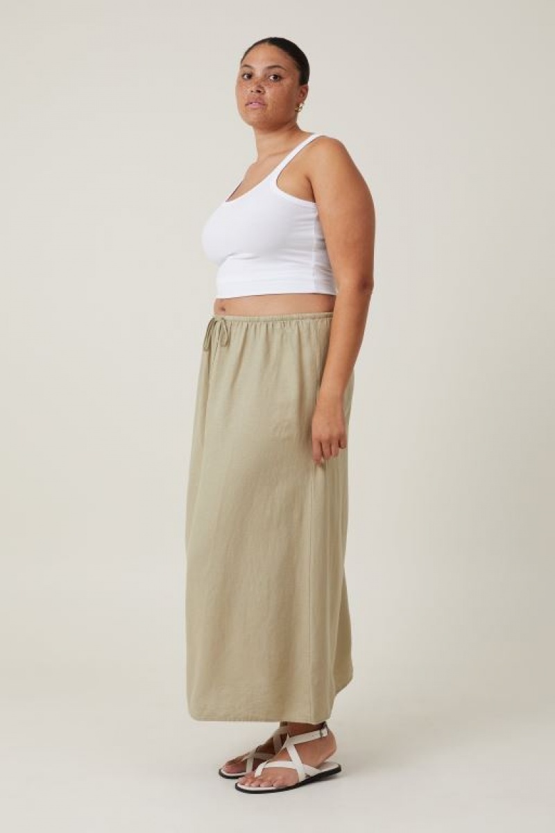 Cotton On Haven Maxi Slip Women's Skirt Olive | vsd7zQOSjg6