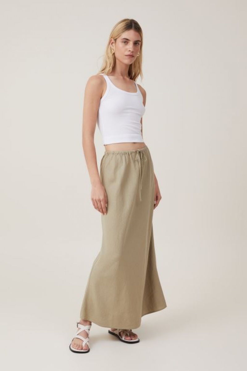 Cotton On Haven Maxi Slip Women\'s Skirt Olive | vsd7zQOSjg6