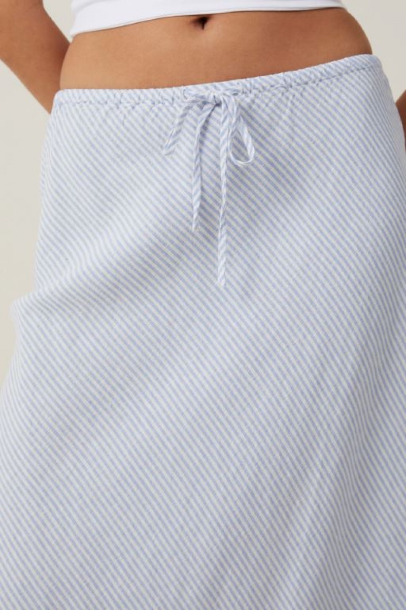 Cotton On Haven Maxi Slip Women's Skirt Stripes Blue | jzneuF6ycQv