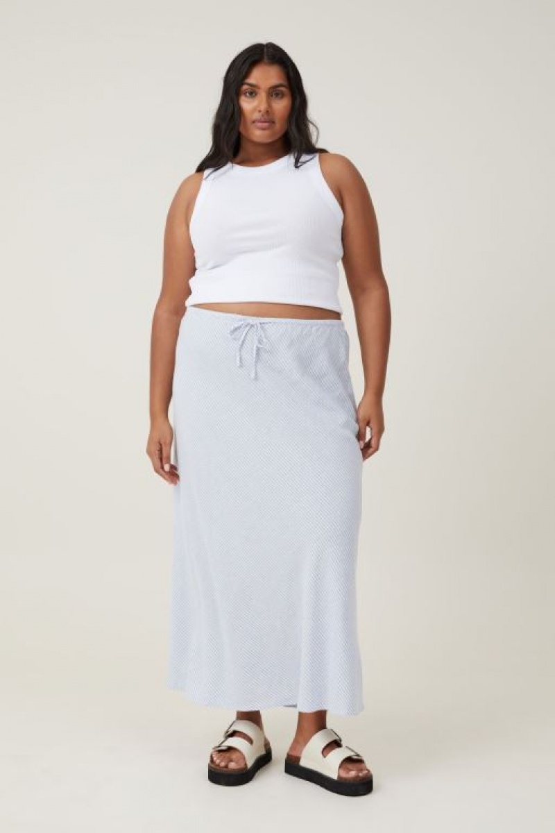 Cotton On Haven Maxi Slip Women's Skirt Stripes Blue | jzneuF6ycQv