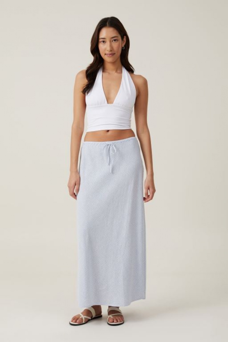 Cotton On Haven Maxi Slip Women\'s Skirt Stripes Blue | jzneuF6ycQv