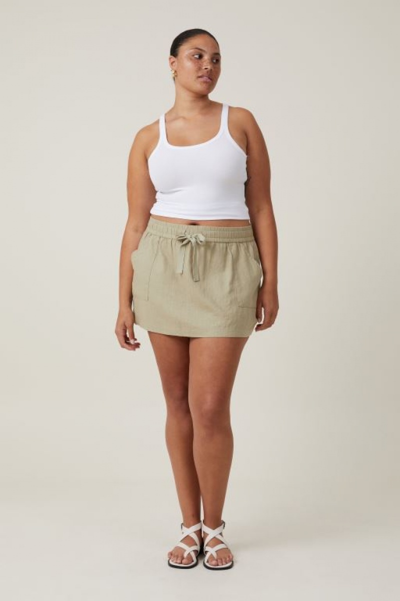 Cotton On Haven Mini Women's Skirt Olive | 44ovVShVJeW