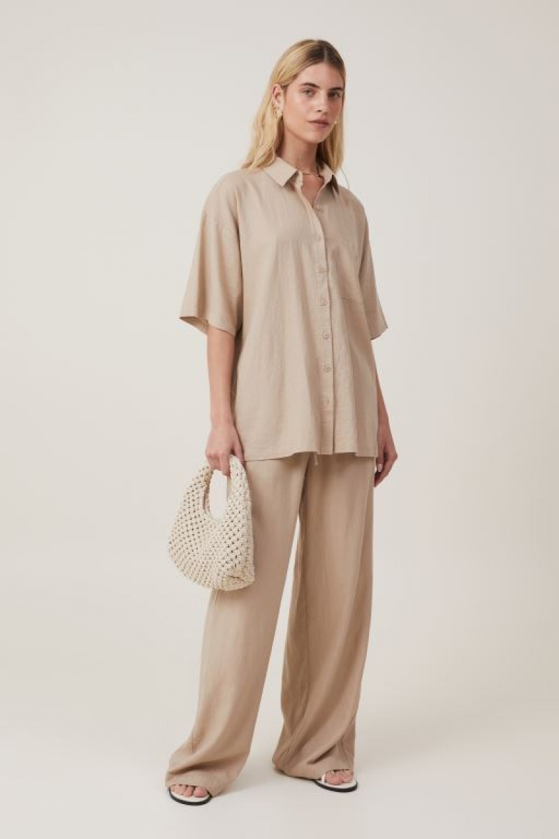 Cotton On Haven Short Sleeve Women's Shirts Grey Brown | 7kpKSB6uJ3z