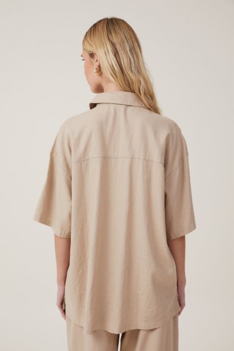 Cotton On Haven Short Sleeve Women's Shirts Grey Brown | 7kpKSB6uJ3z