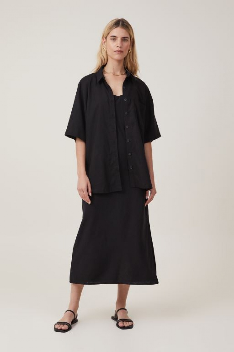 Cotton On Haven Short Sleeve Women's Shirts Black | 1fOaAKxtwCa