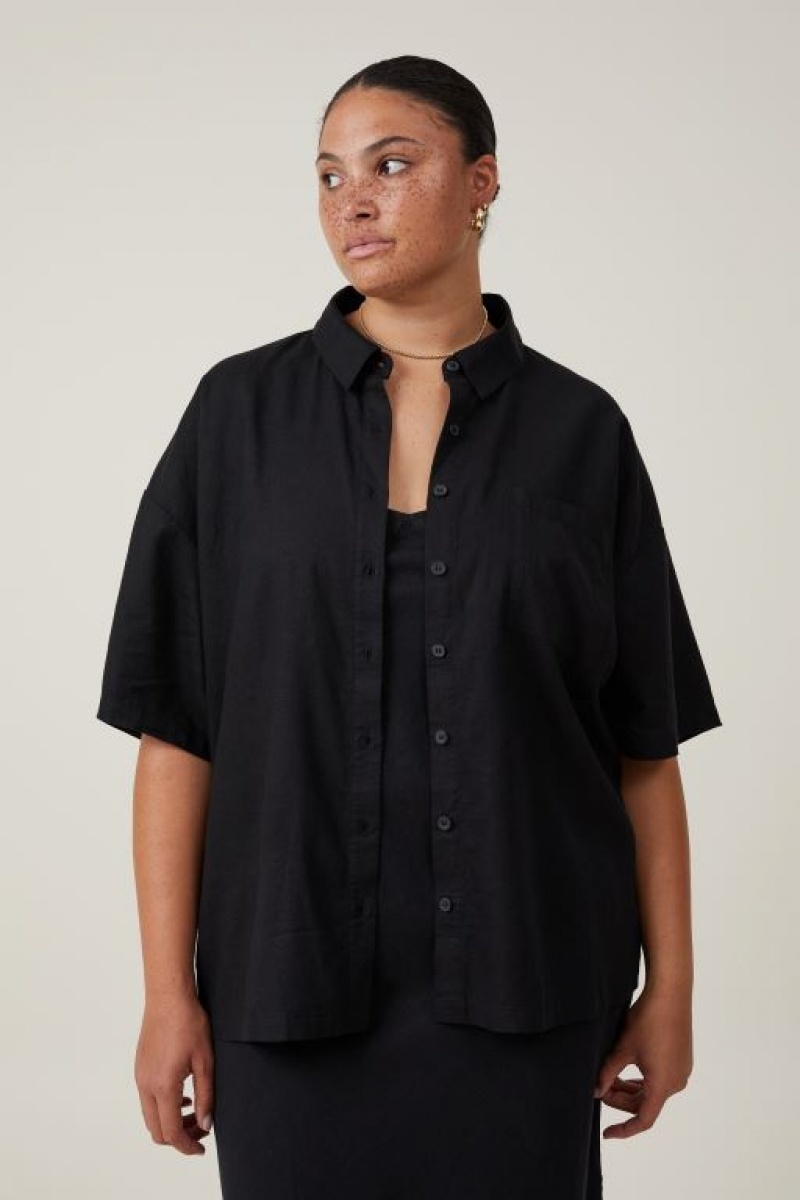 Cotton On Haven Short Sleeve Women\'s Shirts Black | 1fOaAKxtwCa