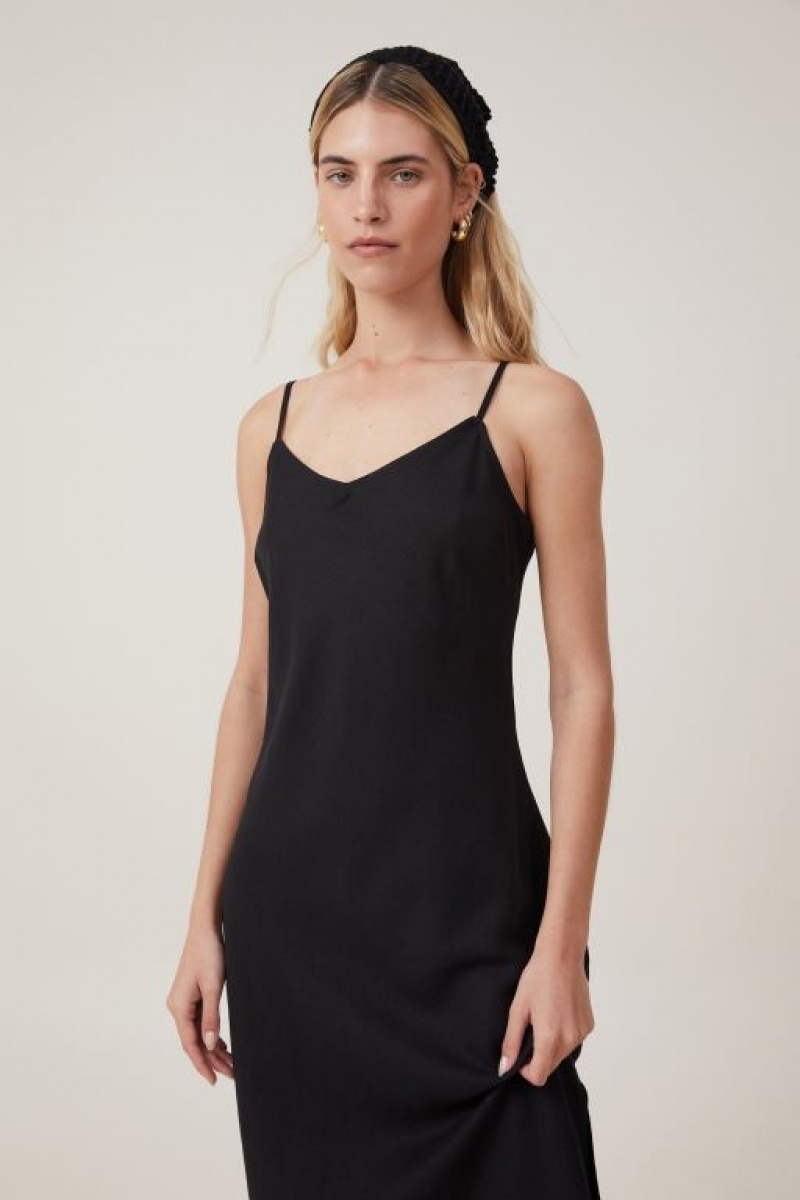Cotton On Haven Slip Women's Midi Dress Black | Dd8vCIlgbFV
