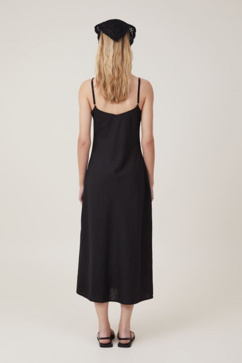 Cotton On Haven Slip Women's Midi Dress Black | Dd8vCIlgbFV