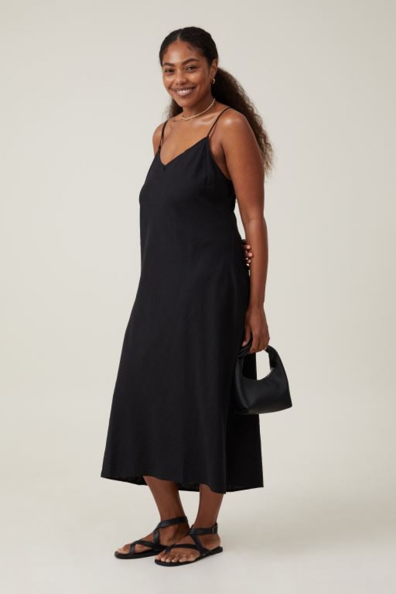 Cotton On Haven Slip Women's Midi Dress Black | Dd8vCIlgbFV