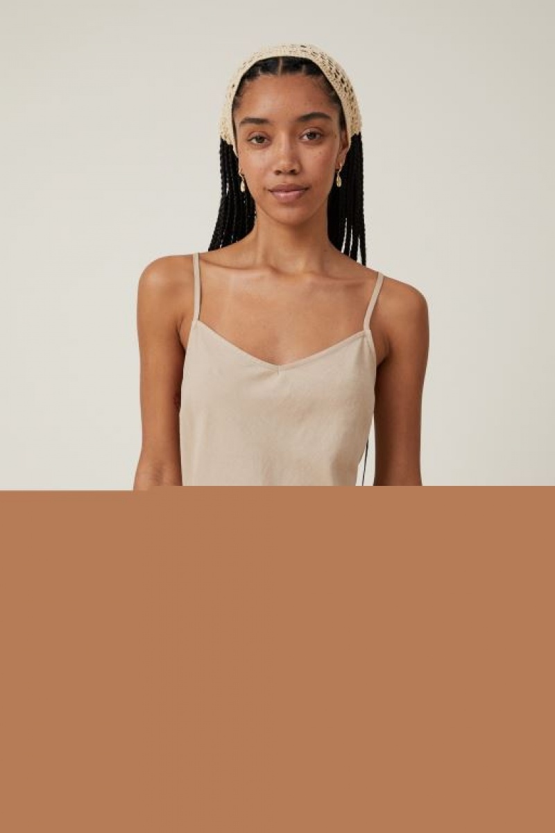 Cotton On Haven Slip Women's Midi Dress Grey Brown | saMWa9Q9rdb