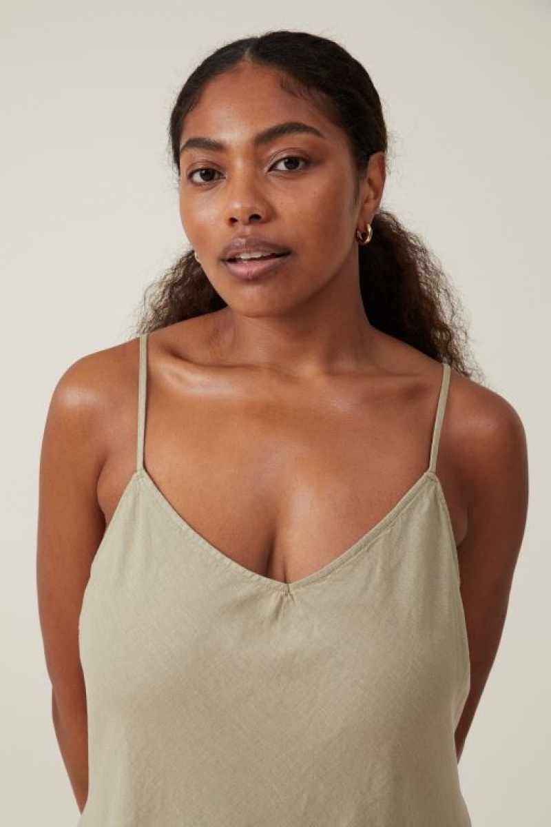 Cotton On Haven Slip Women's Midi Dress Olive | NamSb9c4kgv