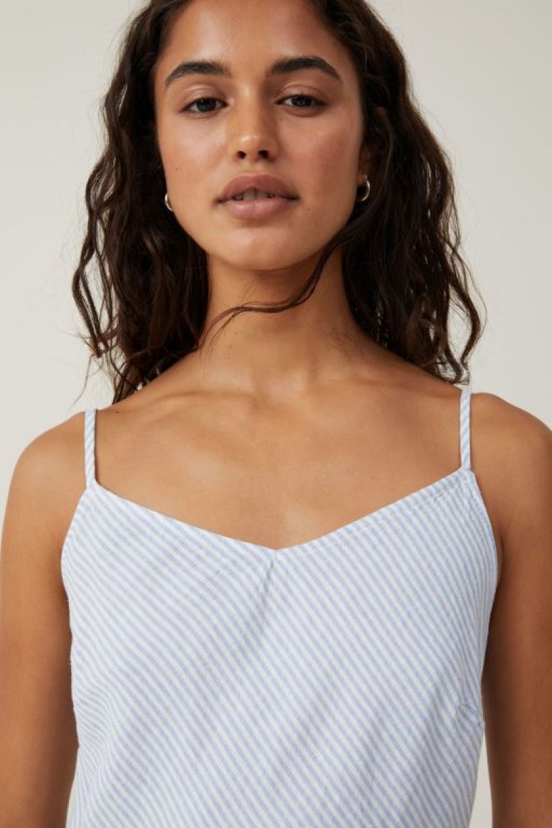 Cotton On Haven Slip Women's Midi Dress Stripes Blue | nWEXc2QFFNw