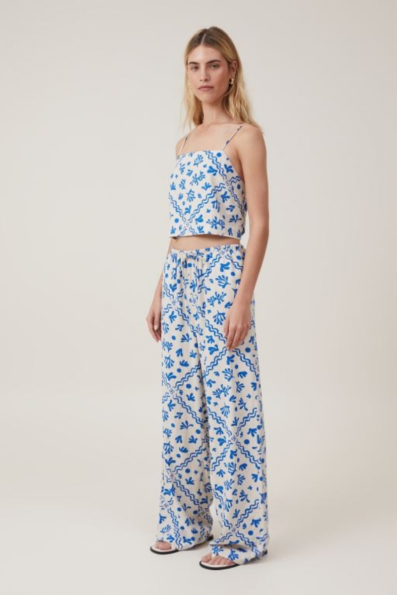 Cotton On Haven Tie Back Cami Women's Shirts Blue Coral | abqzC7yrHiY