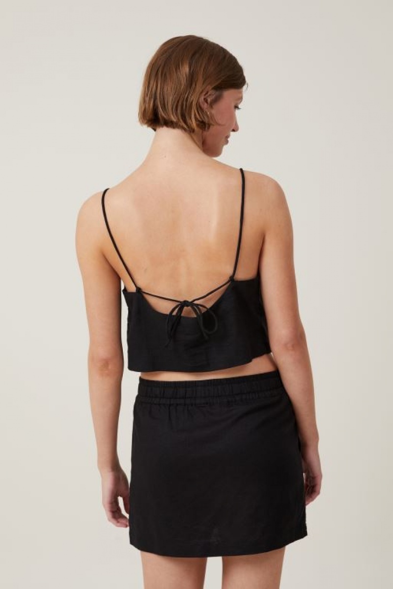 Cotton On Haven Tie Back Cami Women's Shirts Black | 8sjq7SuA9Ig