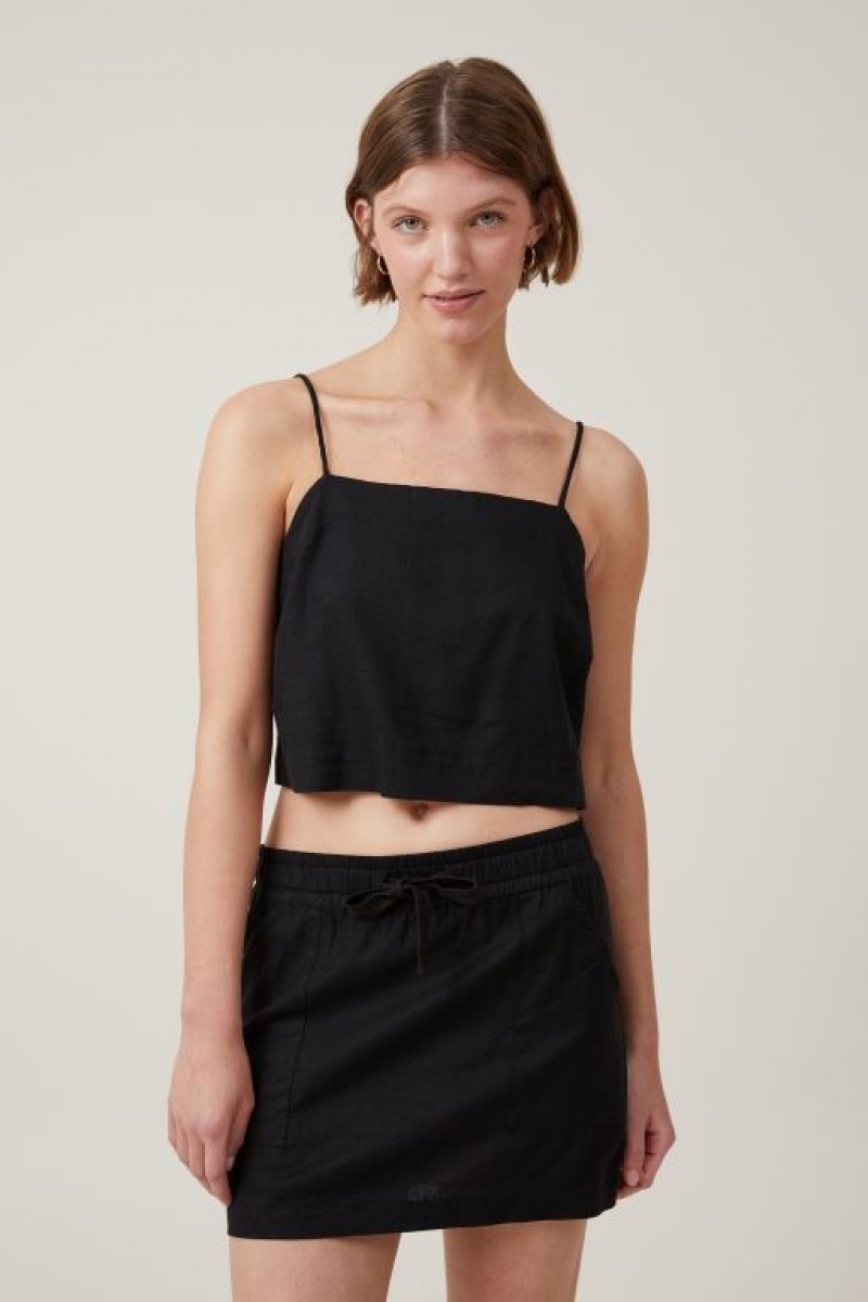 Cotton On Haven Tie Back Cami Women\'s Shirts Black | 8sjq7SuA9Ig