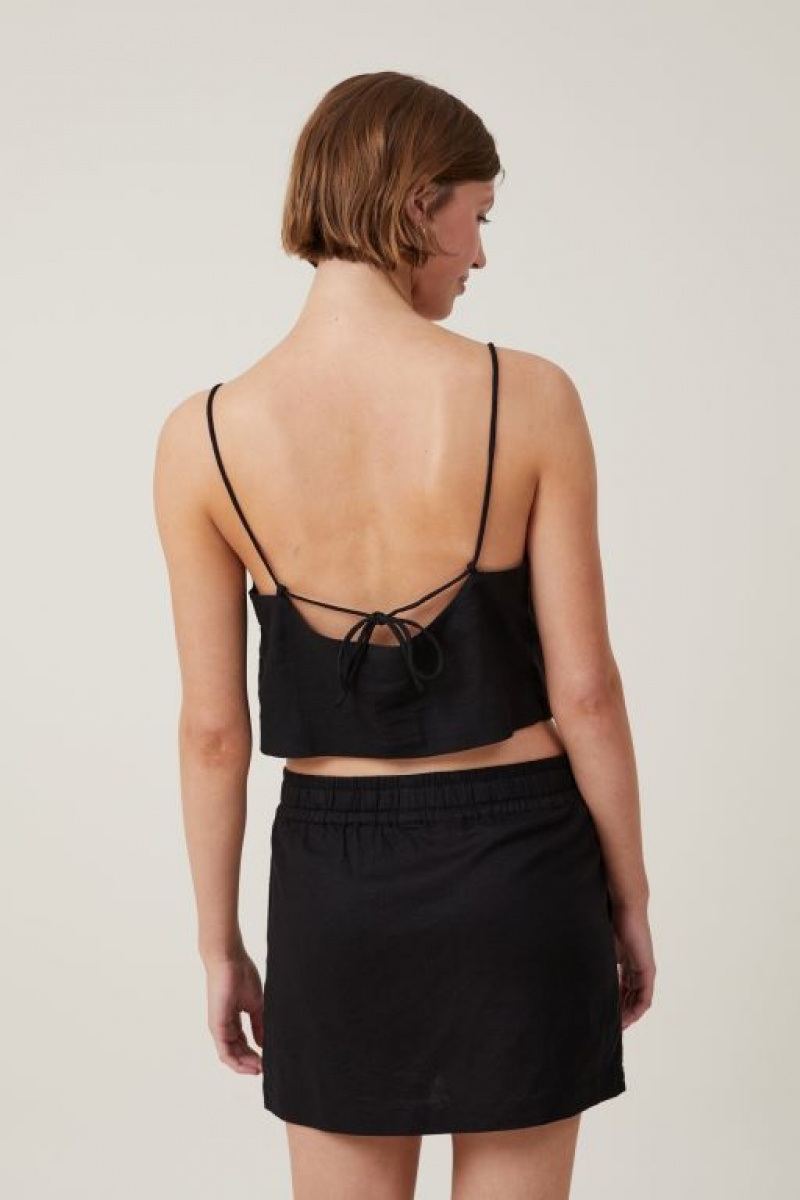 Cotton On Haven Tie Back Women's Cami Black | jmKMJXG41Jp