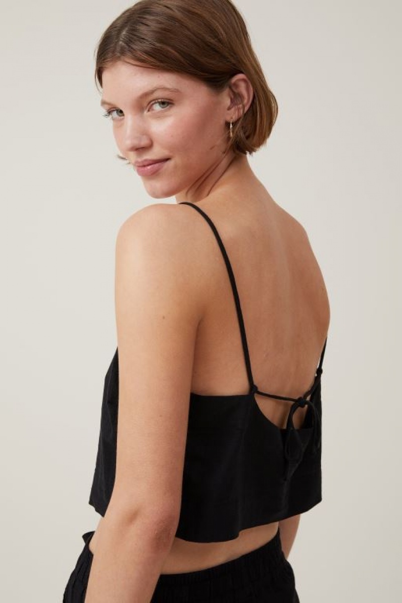 Cotton On Haven Tie Back Women's Cami Black | jmKMJXG41Jp