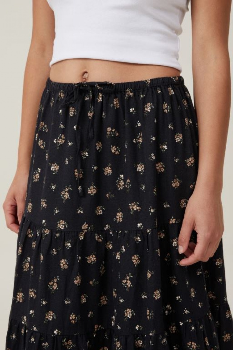 Cotton On Haven Tiered Maxi Women's Skirt Black | gqYfjnuPvTL
