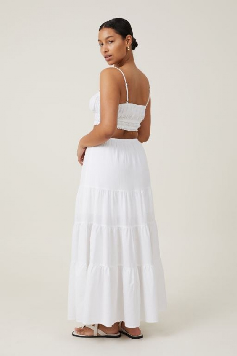 Cotton On Haven Tiered Maxi Women's Skirt White | WIMEhV6syn1