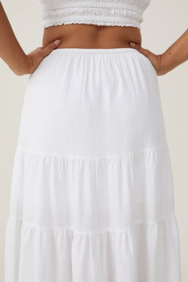 Cotton On Haven Tiered Maxi Women's Skirt White | WIMEhV6syn1
