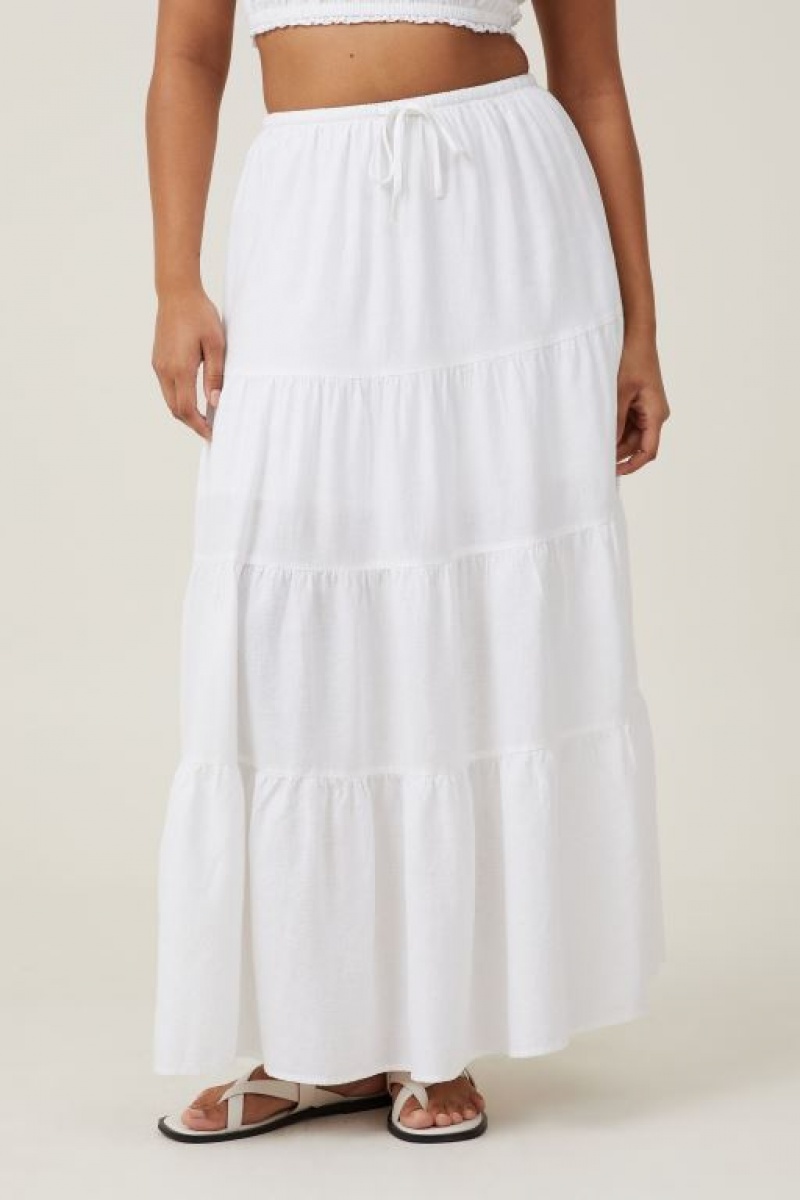 Cotton On Haven Tiered Maxi Women's Skirt White | WIMEhV6syn1