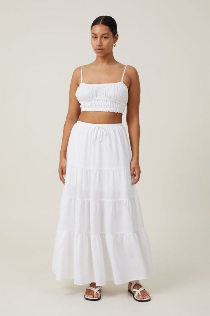 Cotton On Haven Tiered Maxi Women\'s Skirt White | WIMEhV6syn1