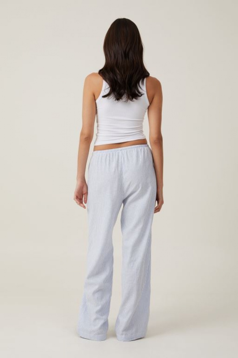 Cotton On Haven Wide Leg Women's Pants Blue Stripes | y5zNieCYXta