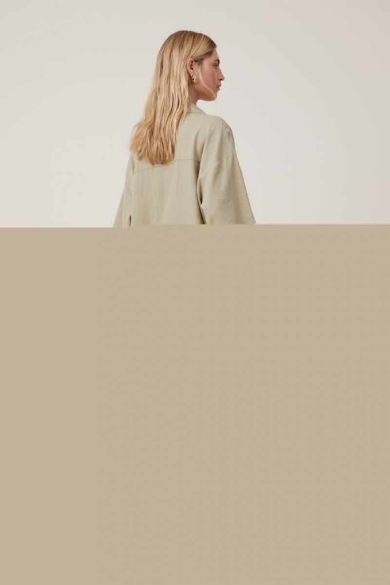 Cotton On Haven Wide Leg Women's Pants Olive | 9NYZHEpk6g9