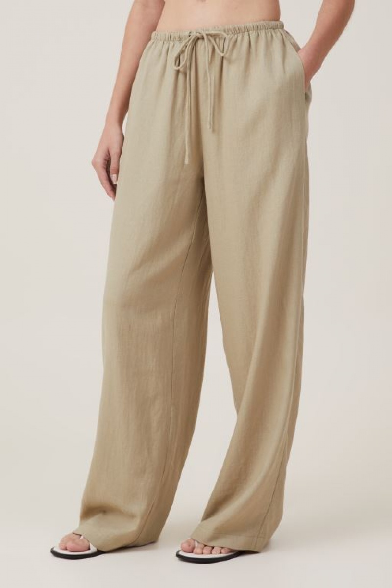 Cotton On Haven Wide Leg Women's Pants Olive | 9NYZHEpk6g9