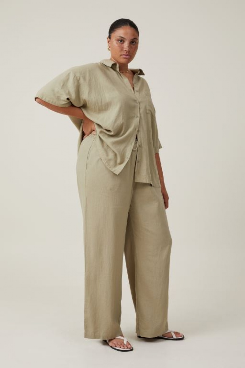 Cotton On Haven Wide Leg Women's Pants Olive | 9NYZHEpk6g9