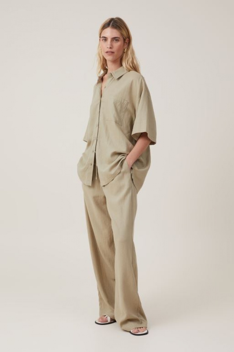 Cotton On Haven Wide Leg Women\'s Pants Olive | 9NYZHEpk6g9