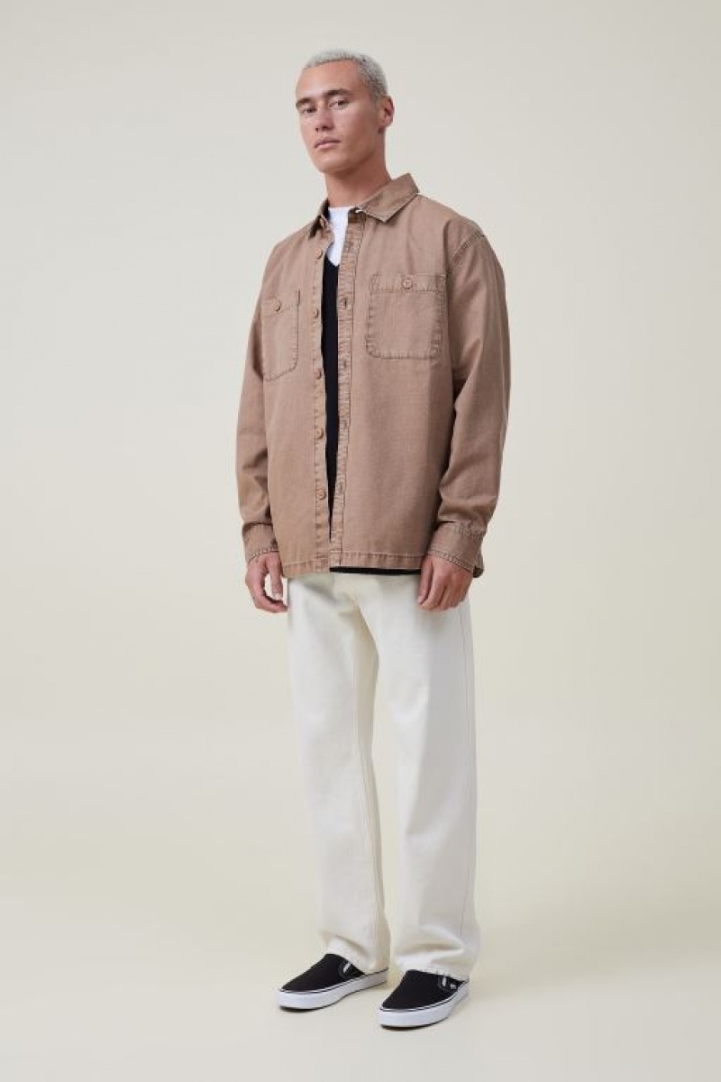 Cotton On Heavy Overshirt Men's Jackets Brown | QDZSxd2zUbf