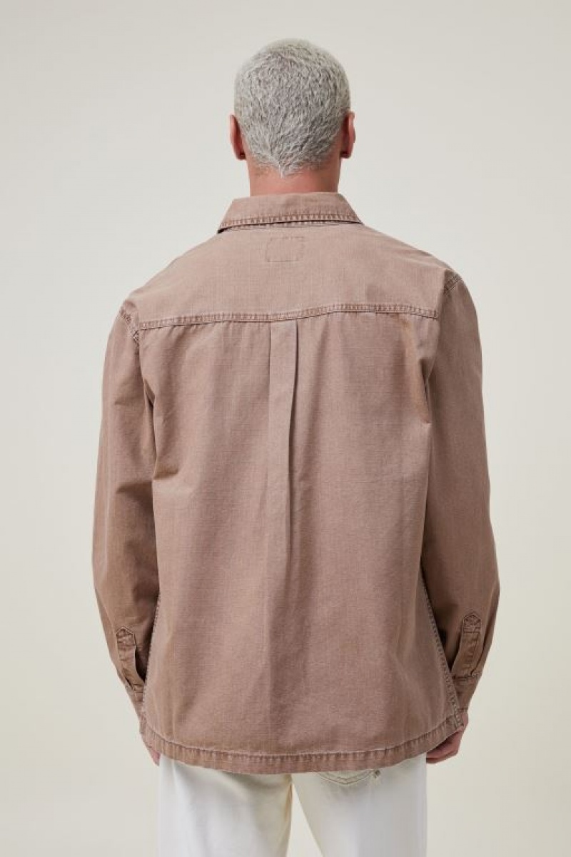 Cotton On Heavy Overshirt Men's Jackets Brown | QDZSxd2zUbf