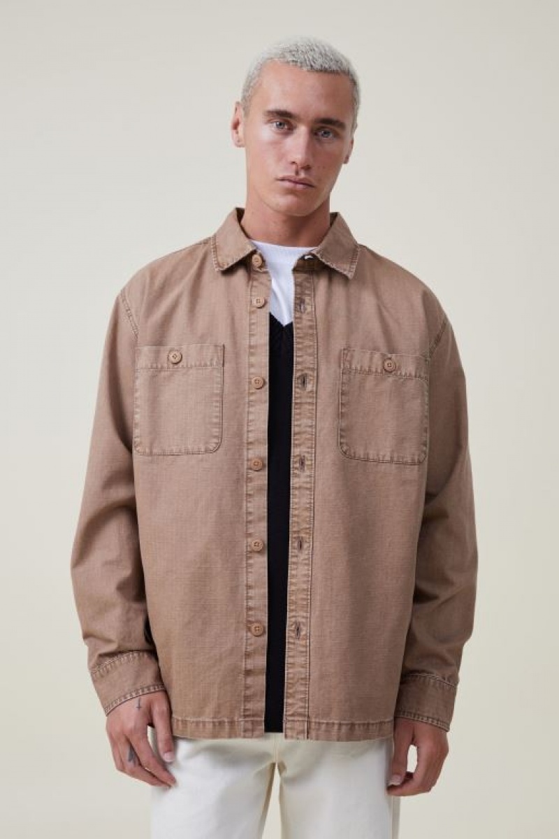 Cotton On Heavy Overshirt Men\'s Jackets Brown | QDZSxd2zUbf