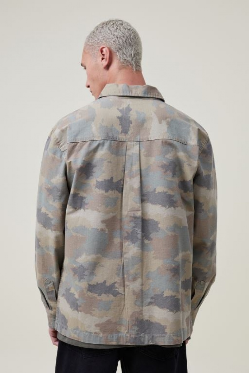 Cotton On Heavy Overshirt Men's Jackets Camo | TIWn8lqp909