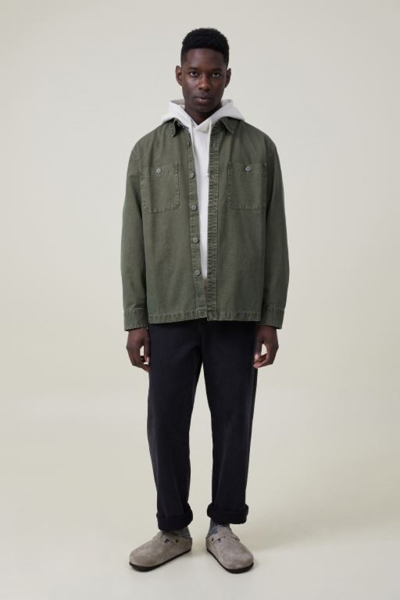 Cotton On Heavy Overshirt Men's Jackets Olive | yyqAUi9sf4R