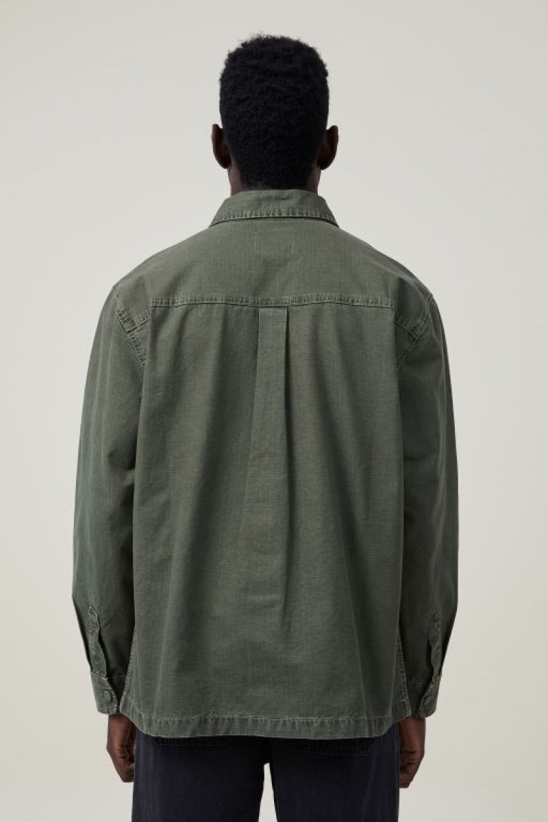 Cotton On Heavy Overshirt Men's Jackets Olive | yyqAUi9sf4R