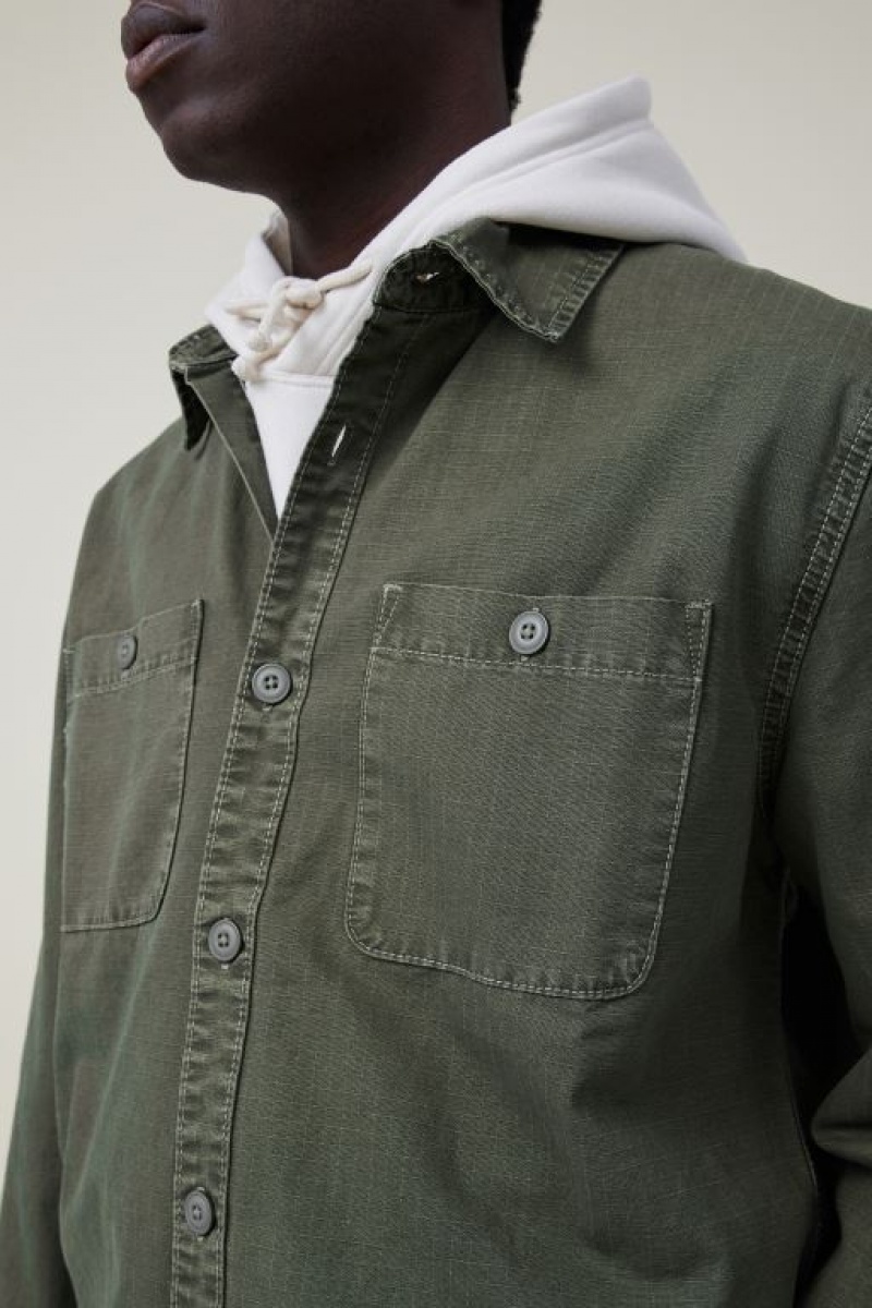 Cotton On Heavy Overshirt Men's Jackets Olive | yyqAUi9sf4R