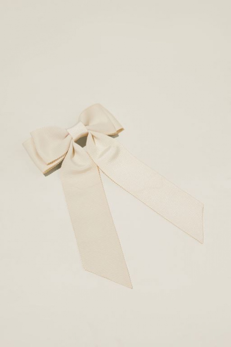 Cotton On Heidi Hair Bow Women\'s Hair Accessories Ecru | JDhdaiYHm6m