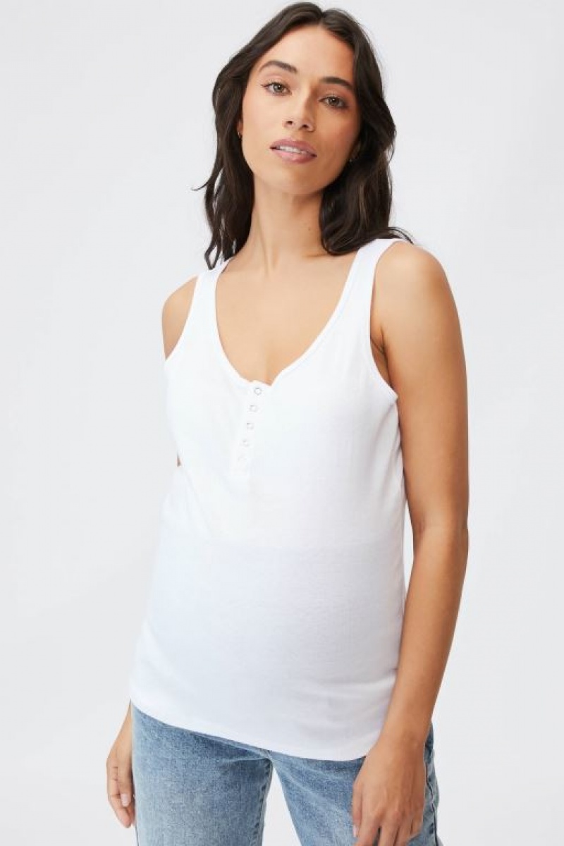 Cotton On Henley Sleeveless Tank Women's Maternity Wear White | IoiLznSHzqd