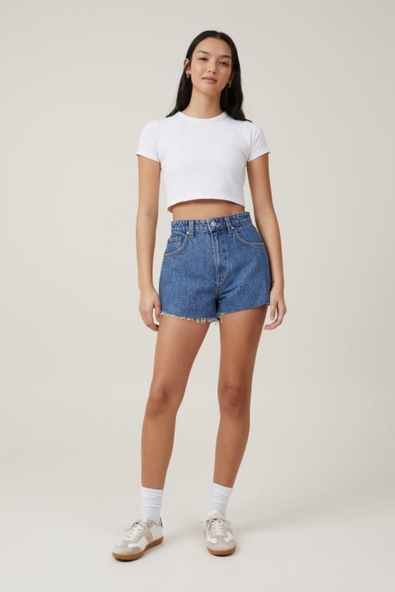 Cotton On High Mom Denim Women's Shorts Blue | aW79rhQxRve