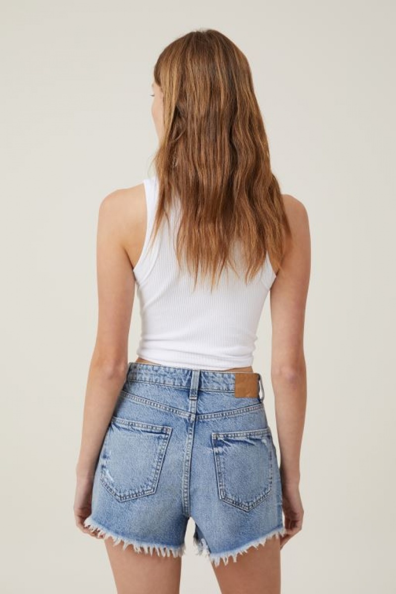 Cotton On High Mom Denim Women's Shorts Blue | 5x7K3Nn3JPO