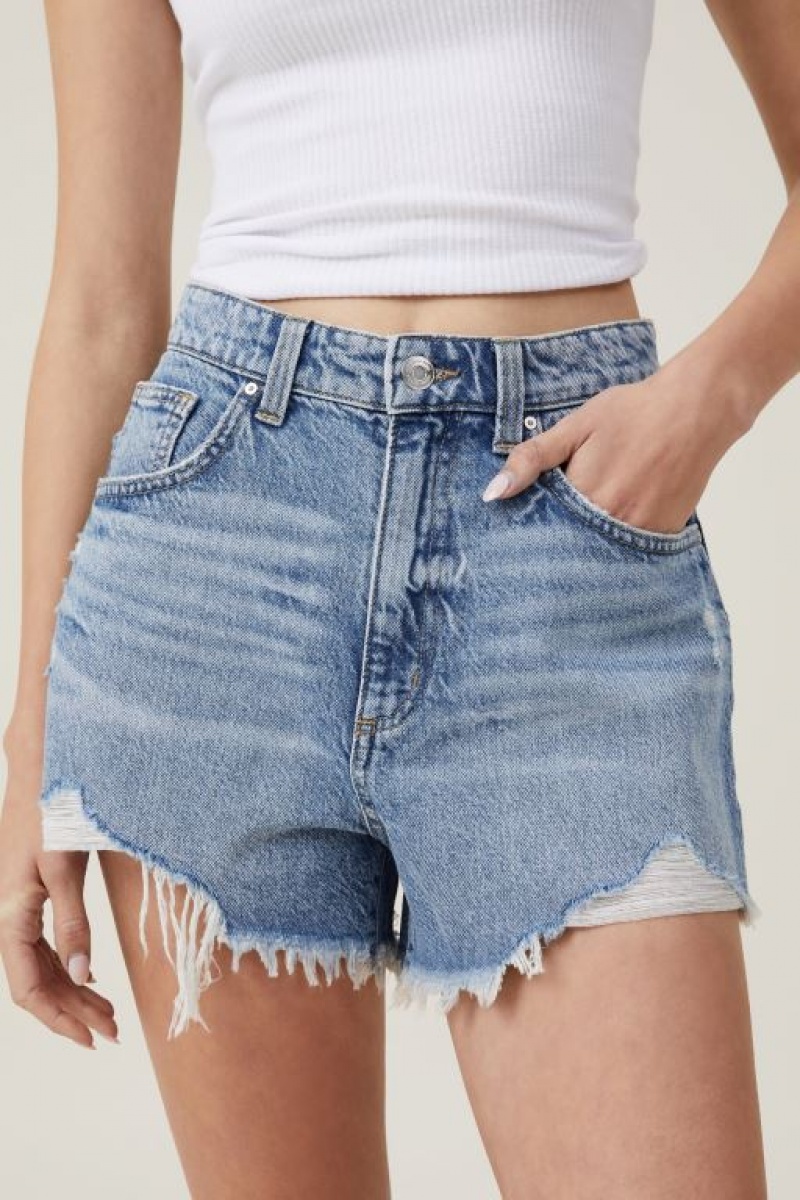 Cotton On High Mom Denim Women's Shorts Blue | 5x7K3Nn3JPO